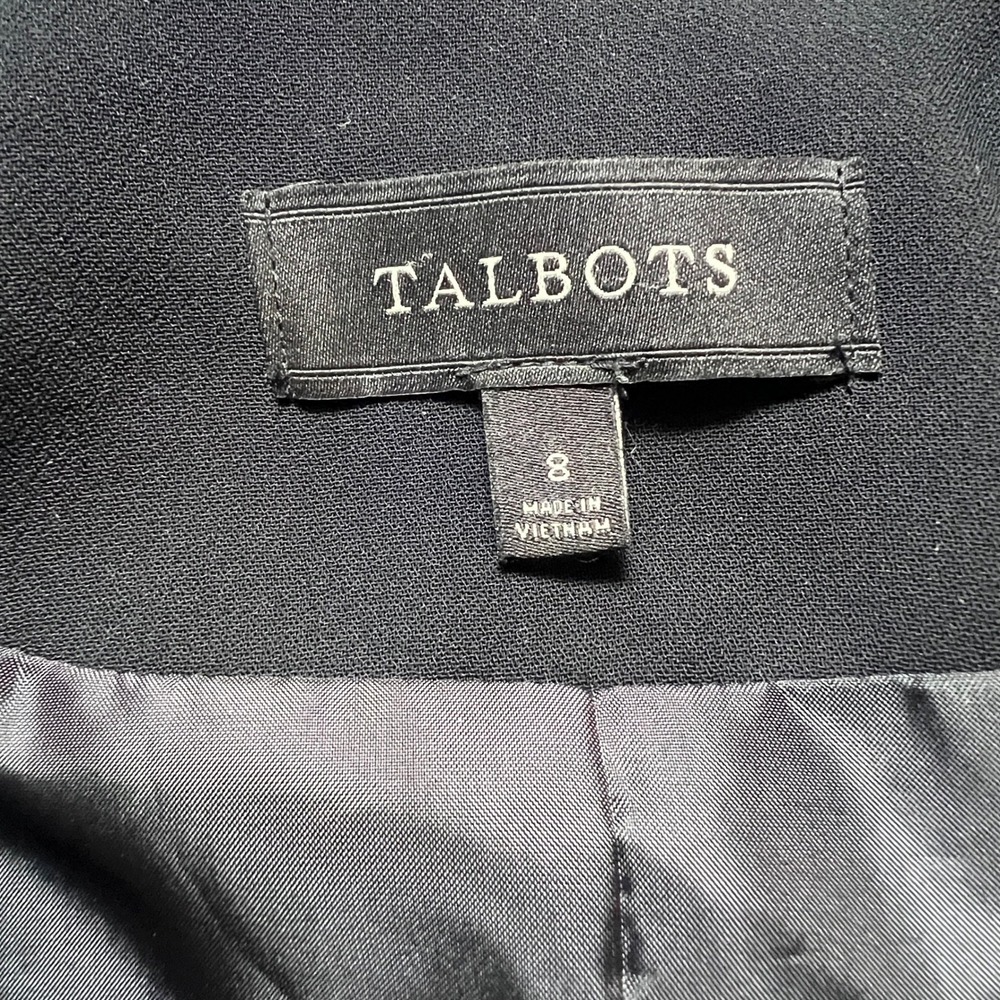 Talbots Black White Tweed Jacket Collarless Blazer Hook Eye Closure Womens 8 - Picture 4 of 9